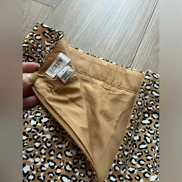 J.Crew Skirt Womens Size 4 Leopard Print Straight Pencil Linen Blend Career NWT - Picture 3 of 5